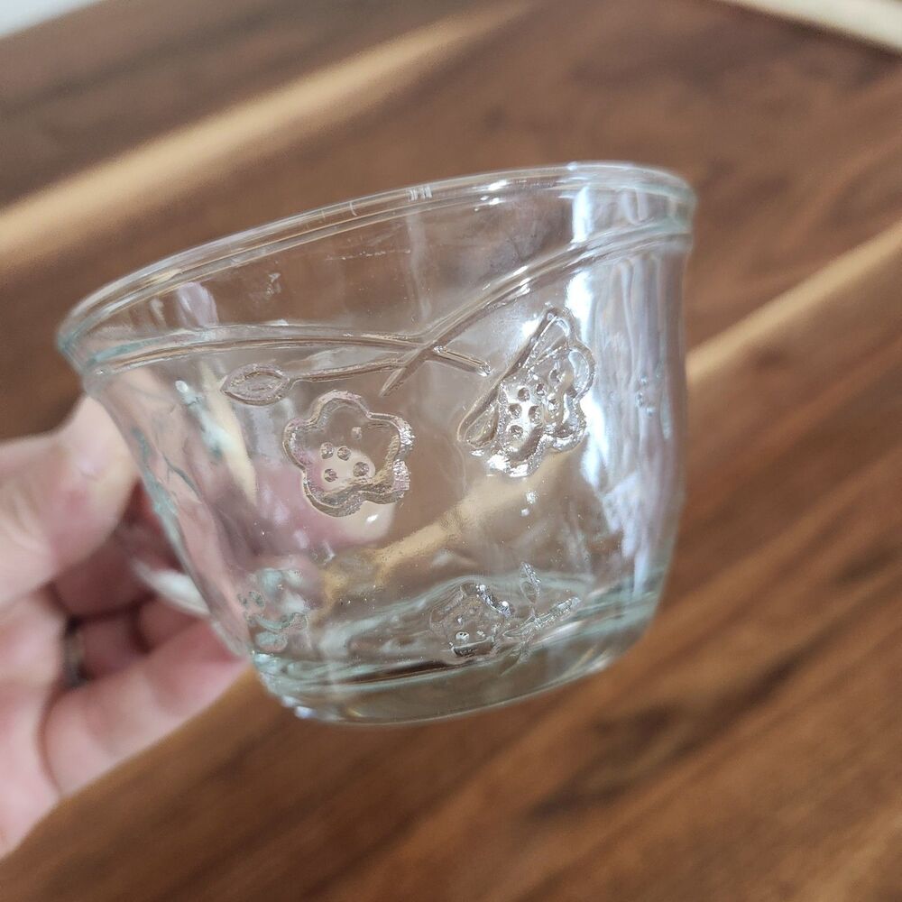 Savannah Vintage Anchor Hocking Flower Clear Glass Punch Tea Cups Mugs Set Of 6 - Picture 5 of 7
